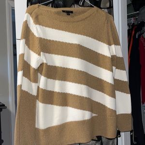 beige and white stripped sweater